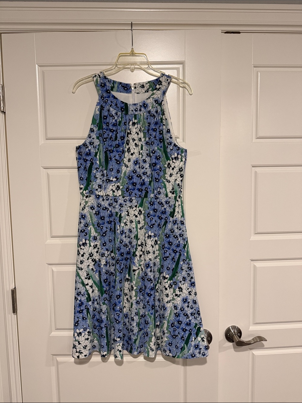 Tommy Hilfiger Blue Floral Halter Sundress with Green Accents